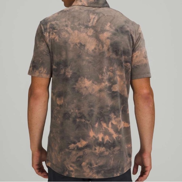 Lululemon Evolution Short Sleeve Polo Diamond Dye Sedona Sunset Graphite Grey - Picture 2 of 7